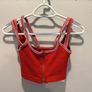 Urban Outfitters Vibrant Red Zip-Up Crop Top M/L NWT